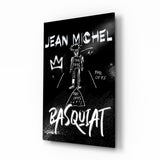 Black White Stick Figure Crown Glass Wall Art - 72x46 cm