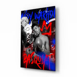 Rot-blaues Graffiti-Boxerduell Glasbild - 72x46 cm