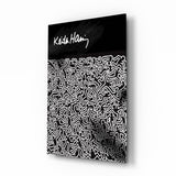 Black And White Bold Line Pop Figures Glass Wall Art || Designer Collection - 72x46 cm