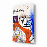 Orange Figure Long Haired Woman Glass Wall Art - 72x46 cm