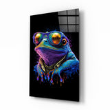 Cooler Frosch Glasbild || Designer-Kollektion - 72x46 cm