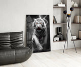 Tiger's Wrath Glass Wall Art || Designer Collection.