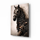Pferd des Kriegers Glasbild || Designer-Kollektion - 72x46 cm