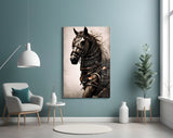Warrior's Horse Glass Wall Art || Designer's Collection.