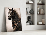 Warrior's Horse Glass Wall Art || Designer's Collection.