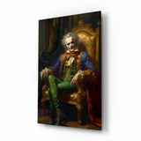Clown Und Der Thron || Designer -Sammlung Glasbild - 72x46 cm