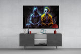 Batman and Joker Making Peace Glass Wall Art || Designer Collection.
