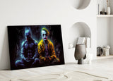 Batman and Joker Making Peace Glass Wall Art || Designer Collection.