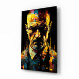 Abstract Chemist in the Shadows Glass Wall Art || Designer Collection - 72x46 cm
