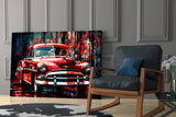 Vintage American Car Glass Wall Art || Designers Collection.