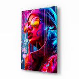 Mütze und orange Sonnenbrille Glasbild - 72x46 cm