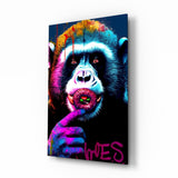 Monkey Kiss Glass Wall Art || Designer Collection.