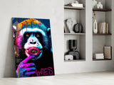 Monkey Kiss Glass Wall Art || Designer Collection.