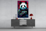 Bibliophile Panda Glass Wall Art || Designer Collection.