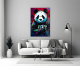 Bibliophile Panda Glass Wall Art || Designer Collection.