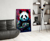 Bibliophile Panda Glass Wall Art || Designer Collection.