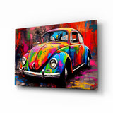 Van rétro coloré tableau en verre || Collection Designer - 72x46 cm