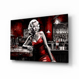 Crimson Bar Blonde with Cocktail Glass Wall Art - 72x46 cm