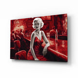 Scarlet Tinted Blonde at Bar Glass Wall Art - 72x46 cm
