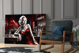 Marilyn in the Bar Glass Wall Art || Designer Collection.