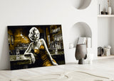 Marilyn in the Bar Glass Wall Art || Designer Collection.