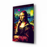 Monna Lisa con paesaggio pop vivido quadro in vetro - 72x46 cm