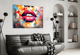 Red Lip Glass Wall Art || Designer Collection.