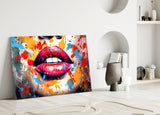 Red Lip Glass Wall Art || Designer Collection.