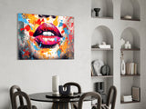 Red Lip Glass Wall Art || Designer Collection.