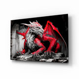Drago alato cremisi quadro in vetro - 72x46 cm