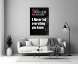 Rules of Success Glass Wall Art || Designer Collection.