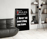 Rules of Success Glass Wall Art || Designer Collection.