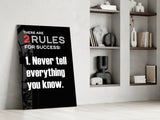 Rules of Success Glass Wall Art || Designer Collection.