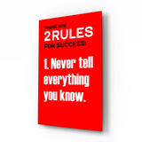 Frase roja en negrita «Two Rules For Success» cuadro de cristal - 72x46 cm