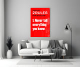 Rules of Success Glass Wall Art || Designer Collection.