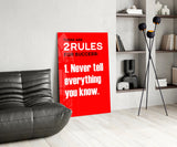 Rules of Success Glass Wall Art || Designer Collection.