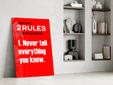 Rules of Success Glass Wall Art || Designer Collection.