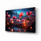 Magical Poppies Glass Wall Art || Designer Collection - 72x46 cm