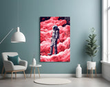 Astronaut on a Pinky Planet Glass Wall Art || Designer Collection.