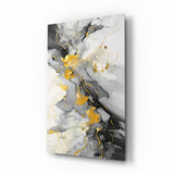 Mármol antracita con vetas doradas cuadro de cristal - 72x46 cm