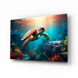 Tableau en verre Tortue de mer || Collection Designer - 72x46 cm
