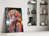 Music Girl Glass Wall Art || Designer Collection.