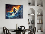 Surfing in Space Glass Wall Art || Designer Collection.