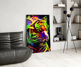 Neon Tiger Glass Wall Art|| Designer's Collection.