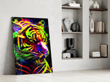 Neon Tiger Glass Wall Art|| Designer's Collection.