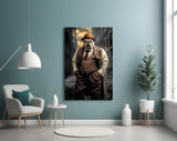 Bulldog in a Suit Glass Wall Art|| Designer's Collection.