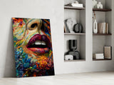 Lips and Flowers Glass Wall Art|| Designer's Collection.