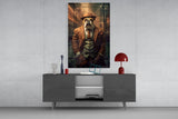 Bulldog in a Suit Glass Wall Art|| Designer's Collection.