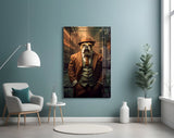 Bulldog in a Suit Glass Wall Art|| Designer's Collection.