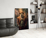Bulldog in a Suit Glass Wall Art|| Designer's Collection.